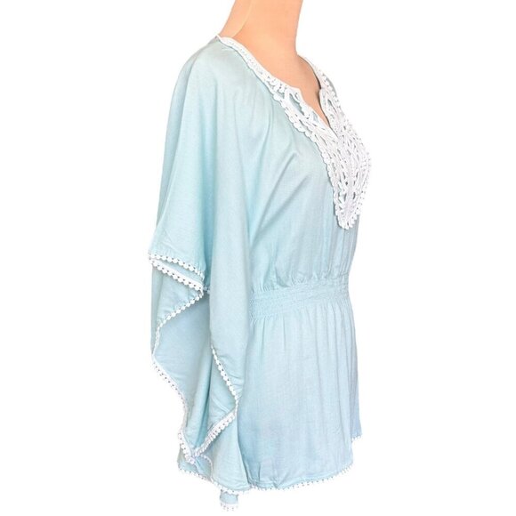 NWOT Anthropologie Chaudry KC Kimono Top Sz.L Blue Crochet Beach Cottage Boho - Picture 7 of 12